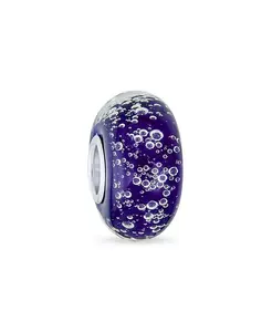 Бусина-Шарм из муранского стекла с основой из стерлингового серебра, зелёного, розового, синего, аквамаринового, красного цвета, океаническая прокладка Bling Jewelry, blue