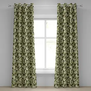 Шторы-люверсы ABAKUHAUS с камуфляжным узором на зеленом фоне, дизайн Дикий лес, декоративные двухпанельные шторы, 280 x 245 см, светло-зеленый/темно-зеленый Abakuhaus