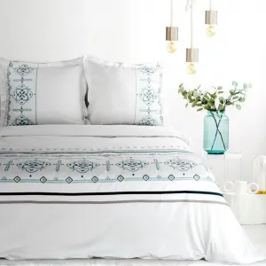 Комплект постельного белья Satin Bedding Set HAFT 9A 160x200 см, 3 предмета: с 2 наволочками 70x80 см, цвет белый N Eurofirany