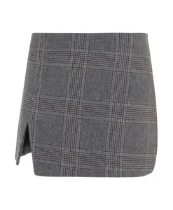 Юбка из смесовой шерсти в клетку The Garment, серый