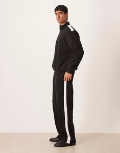 Широкие брюки-джоггеры с выкройными и пришитыми вставками черного цвета Asos Design