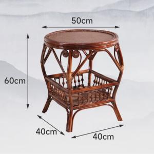 Плетеный кофейный столик из ротанга с нижней полкой (60x50 см)