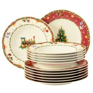 Рождественский ностальгический обеденный сервиз Мари-Луизы, 12 предметов Seltmann Weiden, красочный