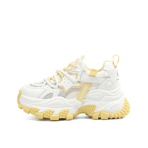 BOERDIQI Дышащие легкие утолщенные кроссовки для женщин с эффектом увеличения роста бело-желтые, цвет White Yellow