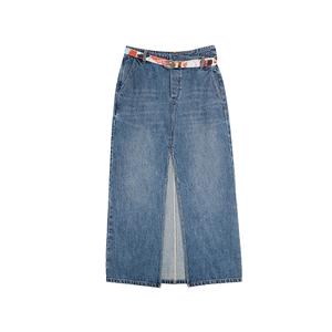 ELLE Джинсовая длинная юбка для женщин Denim Blue Moderate Mid Length A line