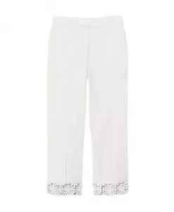 Белые укороченные хлопковые брюки со шнуровкой Twinset, белый
