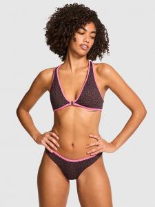 Верх бикини с глубоким вырезом и спиной-борцовкой Pink, цвет leopard