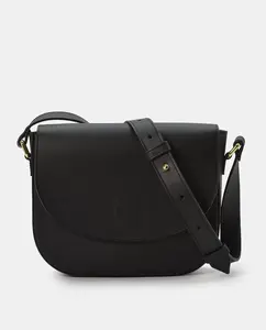 Женская черная кожаная сумка через плечо Leandra, черный