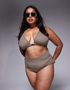 Плавки бикини Curve Vivienne шоколадного цвета с высокой талией ASOS DESIGN Asos Curve