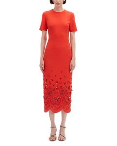 Платье миди с вырезом в виде розы Oscar de la Renta, красный