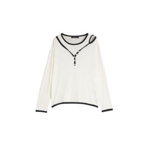 ELLE Трикотажный свитер женский Ecru с круглым вырезом Moderate