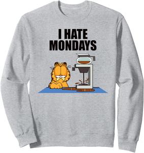 Толстовка с изображением Гарфилда, ненавидящего мандарин и кофе, серая Garfield