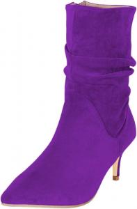 Женские элегантные свободные ботильоны FSJ с заостренным закрытым носком, низким каблуком-«котенком», короткие кожаные ботинки с боковой молнией, для офиса, вечеринок и выпускных, на осень и зиму, размеры 4-15 US, Purple Suede