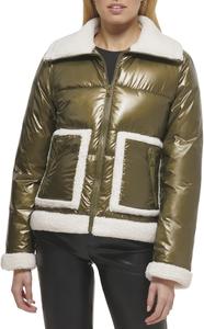 Женская куртка-пуховик Levi's Breanna с искусственной овчиной, глянцевый оливковый