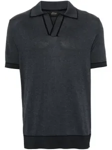 Рубашка поло с контрастной отделкой Brioni, синий