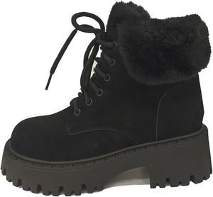 Generic Женские ботинки с леопардовым принтом и ботинки с принтом гепарда: платформенные боевые ботинки с искусственным мехом, массивной подошвой