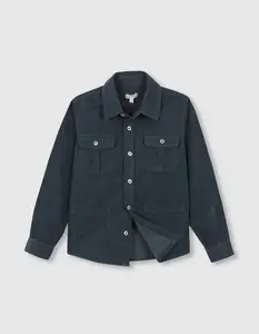 Рубашка для мальчика из микровельвета с карманами Gocco, темно-зеленый