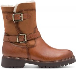 Женские зимние кожаные байкерские ботинки на молнии с пряжкой и низким голенищем Infinity Leather, Cognac