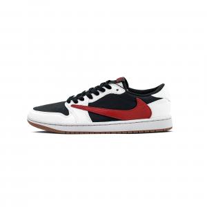 Jordan Баскетбольные кроссовки Travis Scott x Air 1 Low Top Vintage Unisex Black White Red