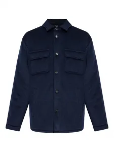 Кашемировая куртка с накладными карманами ETRO, синий