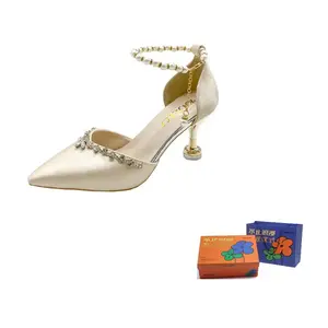 WOXXXN Женские туфли на высоком каблуке черные с шампанским 7 см, цвет Champagne 7CM