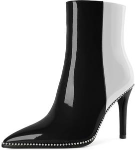 Ботильоны Joseywade на высоком каблуке для женщин, с заостренным носком, тонким стойким каблуком, боковой молнией, короткие ботинки с бусинами