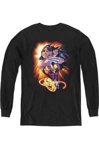 Футболка с длинным рукавом для детей Wonder Woman из Лиги Справедливости Америки Gildan, черный