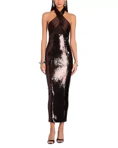 Платье Tamra с пайетками и воротником-халтером Retrofete, коричневый