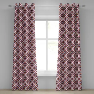 Геометрическая штора на люверсах ABAKUHAUS, треугольный квадратный мозаичный бесшовный узор, декоративная двухпанельная штора, 280 см x 175 см, цвет сливовый бархатцы белый