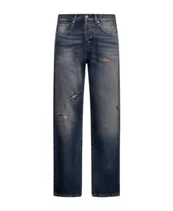 Джинсы с эффектом потертости и рваными деталями. John Richmond, синий