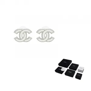CHANEL Металлические серьги Unisex Silver White