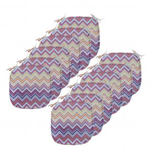 ABAKUHAUS Угловые подушки для обеденного стула Chevron Small Strikes Декоративная водонепроницаемая подушка с ремнями для кухонных сидений 40 см x 40 см Упаковка из 12 шт. Фиолетовый, хаки, синий