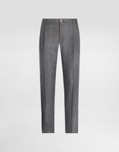 Брюки из выстиранного льняного полотна Dolce & Gabbana, серый