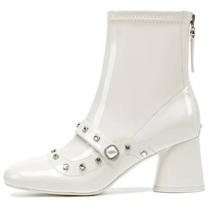 SHOESZOOO Белые ботильоны на высоком каблуке 6,5 см, женские, лунно-белые