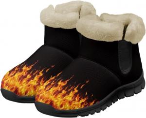 Женские зимние ботинки UNICEU, рождественские ботинки с теплой подкладкой из искусственного меха, удобные ботильоны для дома и улицы, Flame