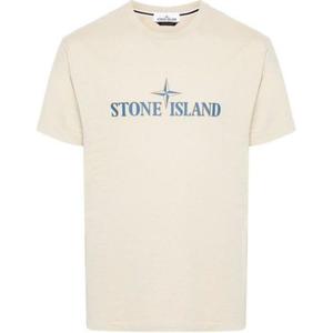 Футболка с логотипом STONE ISLAND, гипс