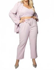 Трехкомпонентный костюм из плетеной ткани плюс размера в светло-фиолетовом цвете GEEGEE