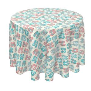 Круглая скатерть, 100% полиэстер, круг 60 дюймов, шлепанцы Ocean Beach