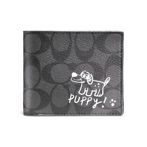 COACH Кожаный кошелек 3 в 1 для мужчин черный, Wagging Puppy