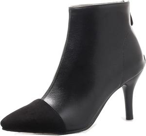 Женские модные ботильоны VOKLIN с острым носком, на высоком каблуке-шпильке, с задней молнией, элегантные короткие ботинки, Black-Velvet Lined