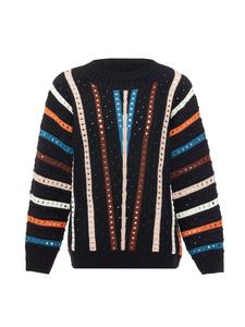 Женский свитер черного цвета с разноцветными вставками myMo