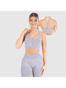 SMILODOX Спортивный бюстгальтер Batik Acid Scrunch серого цвета