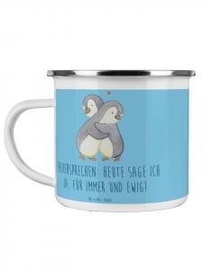 Эмалированная кружка для свадебных клятв с надписью Вечная любовь в небесно-голубом цвете Mr. & Mrs. Panda