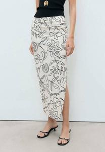 Юбка макси SLIT PRINTED LONG Mango, кремовый