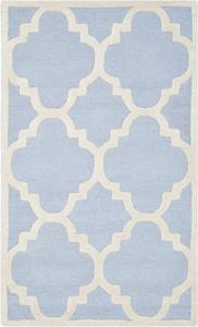 Ковер SAFAVIEH, 77 x 122 см, Cambridge Collection, Light Blue & Ivory, ручной работы, марокканский узор, шерсть, для помещений с высокой проходимостью: прихожая, гостиная, спальня (CAM140A)