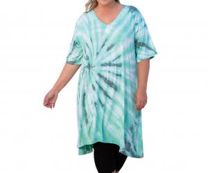 Короткий рукав, V-образный вырез, туника Cara - Plus в цвете морской пены On The Plus Side, Seafoam