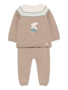 Вязаный комплект с узором “Фэр-Айл” и кроликом Paz Rodriguez, коричневый