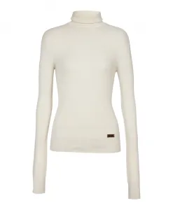 Вязаный свитер с высоким воротником Balmain, бежевый