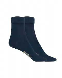 В упаковке 2 пары женских носков из мерсеризованного хлопка с гладкими закатанными манжетами Punto Blanco, темно-синий