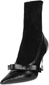 Женские ботильоны с острым носком, эластичные, на тонком высоком каблуке, с металлической отделкой, тянущиеся, для выпускного или вечеринки, короткие, размеры 4-16 США Miss left, Black